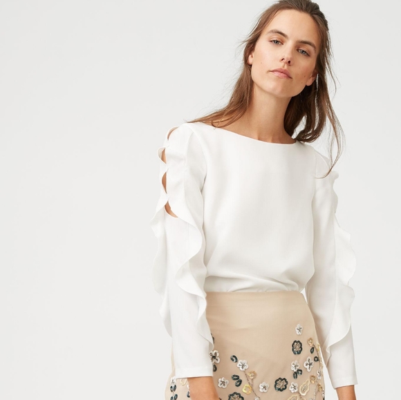 🌼 Club Monaco flutter sleeve blouse XS - Picture 1 of 4